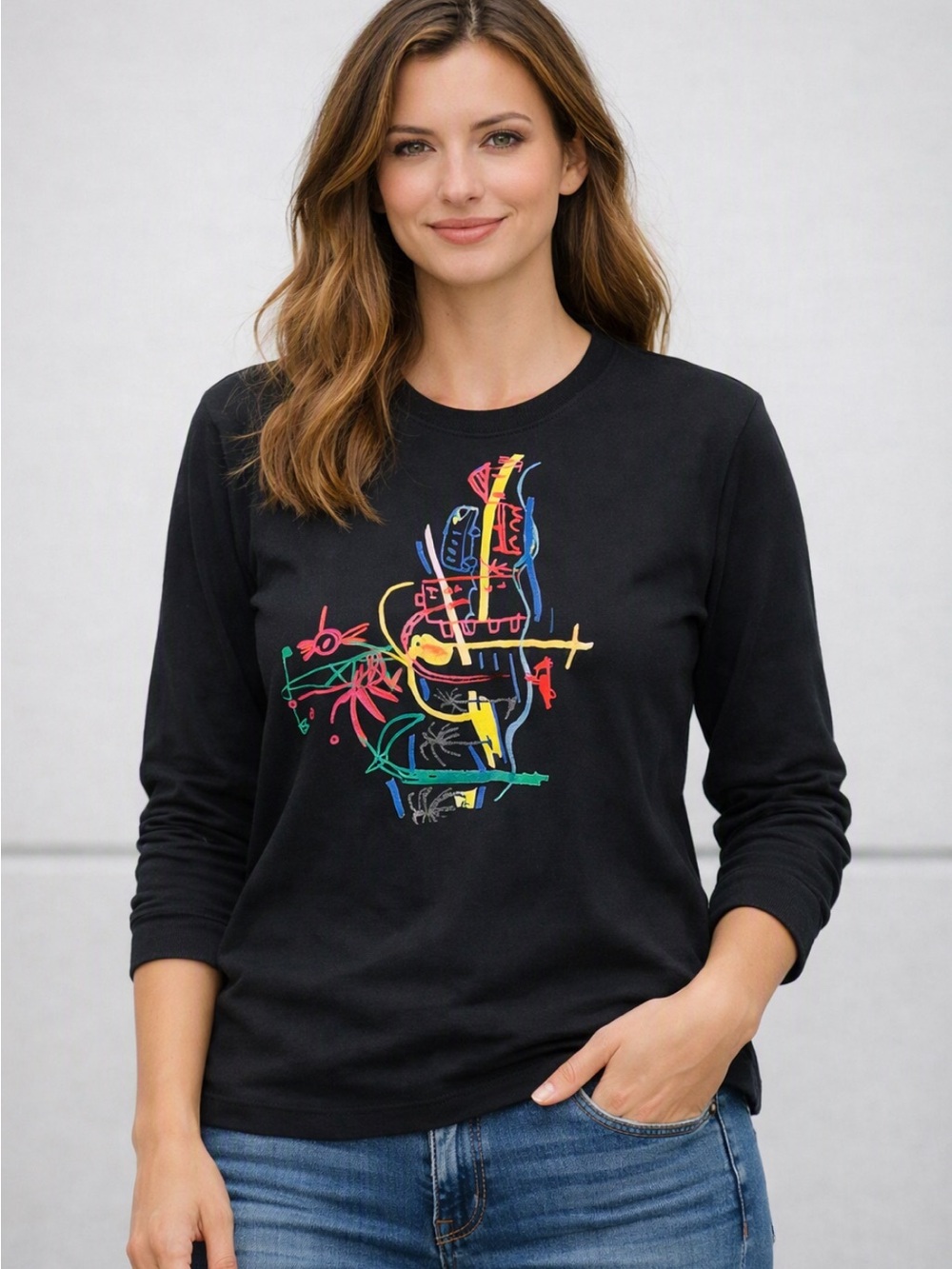 Desigual Black Tee with Subtle Logo Detail (stock pic)